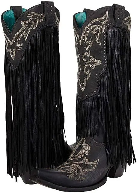 Corral fringe black woman boots