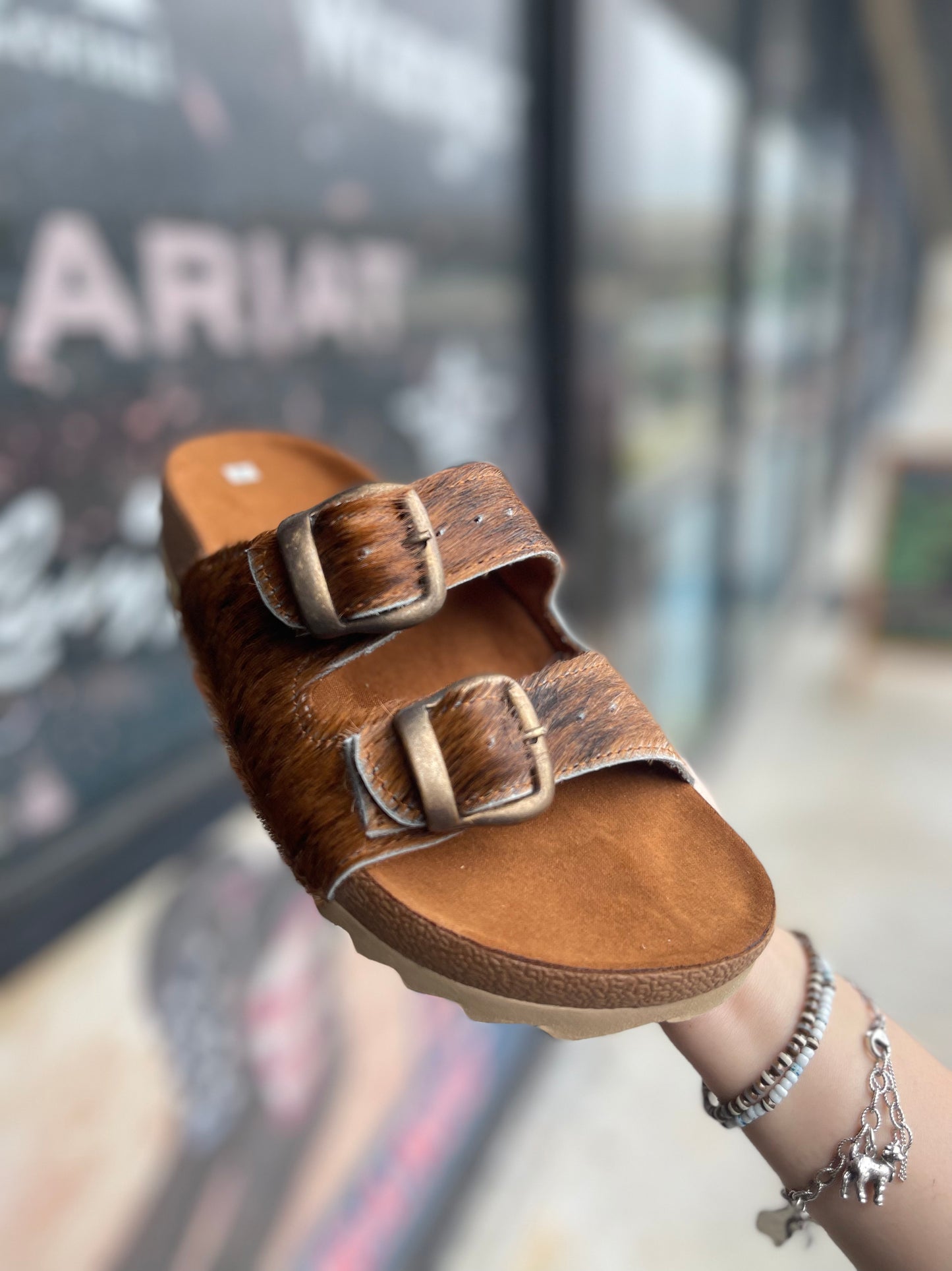 Brown Cowhide Sandal