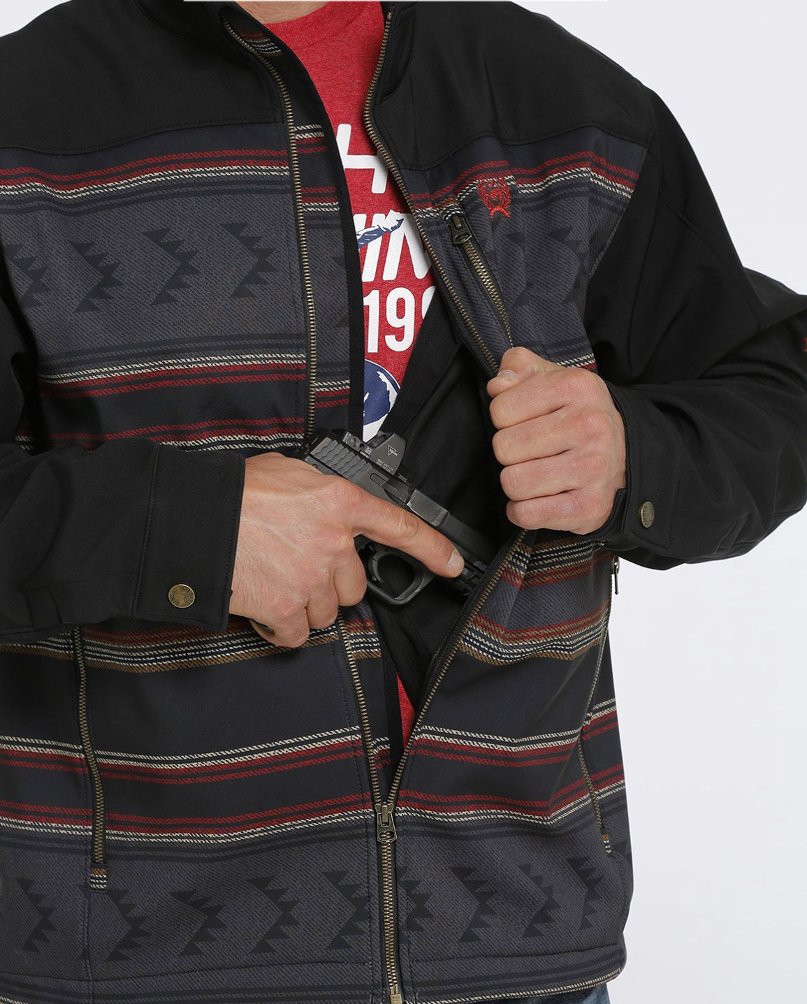 Cinch Men’s Jacket Black/Red/Grey with Concealed Carry Pocket