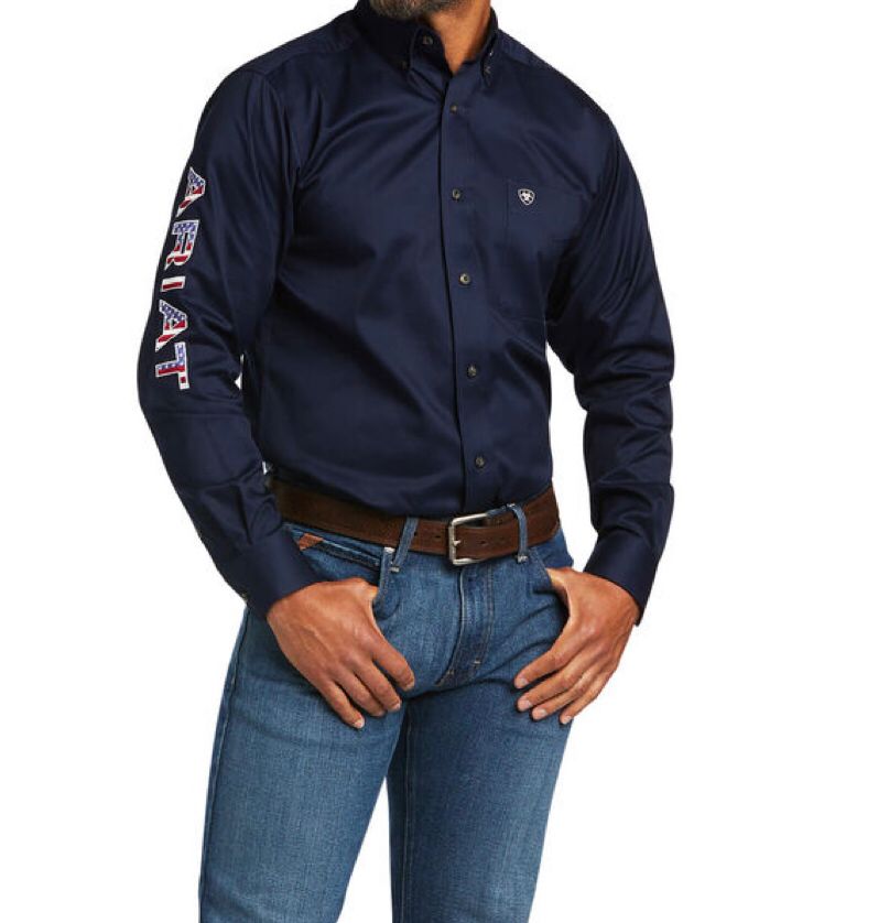 Men’s Ariat Team Logo Navy/Star Striped